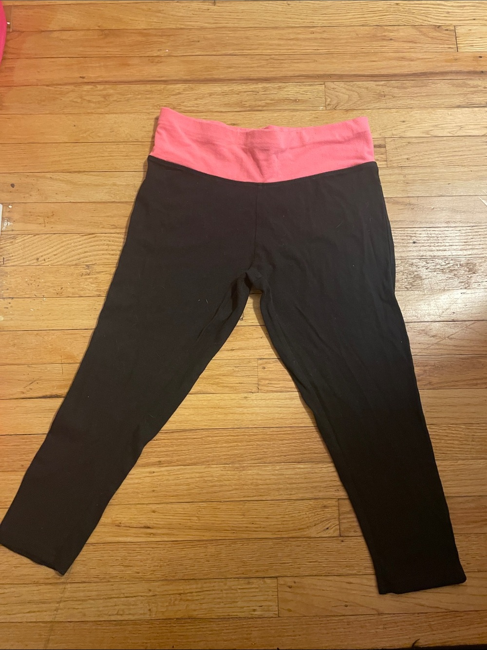Kids Black Leggings with Pink Waistband